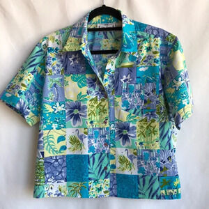 Sara Studio pretty patchwork print button-up top